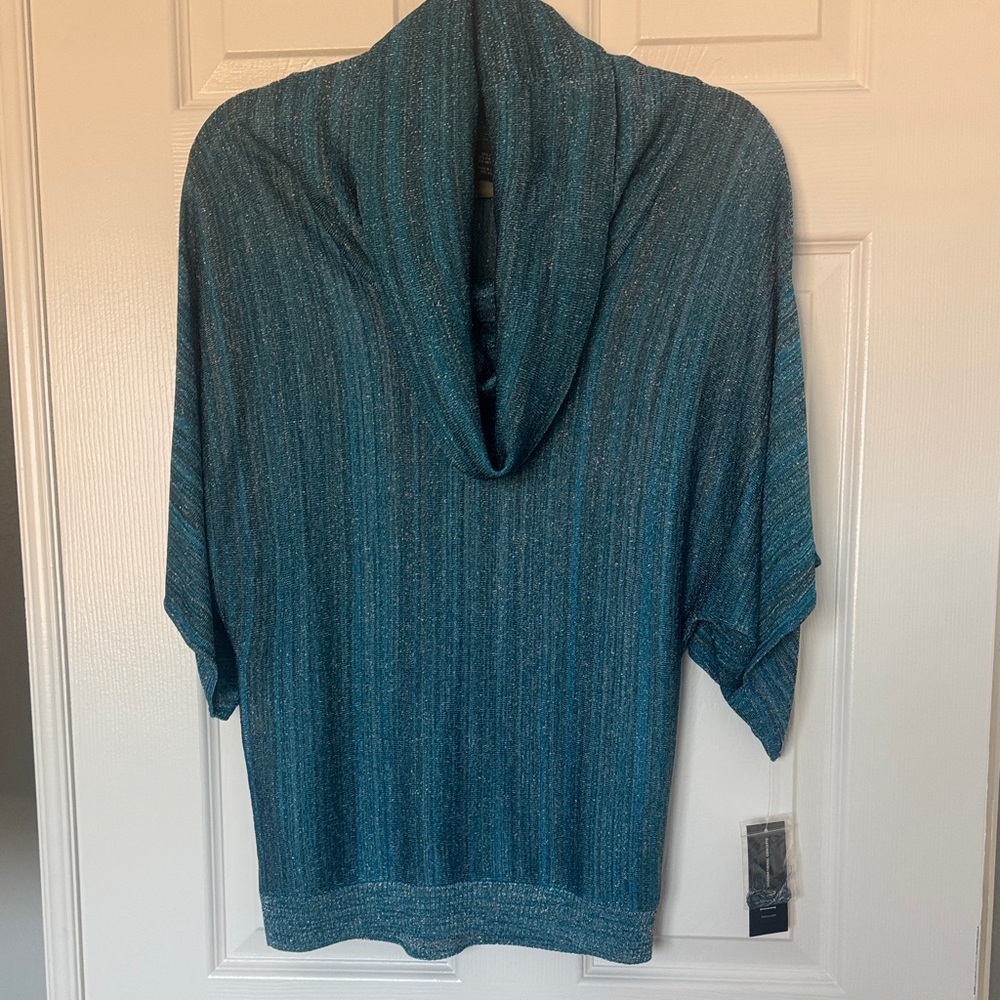INC International Concepts Teal Cowl Neck Sweater